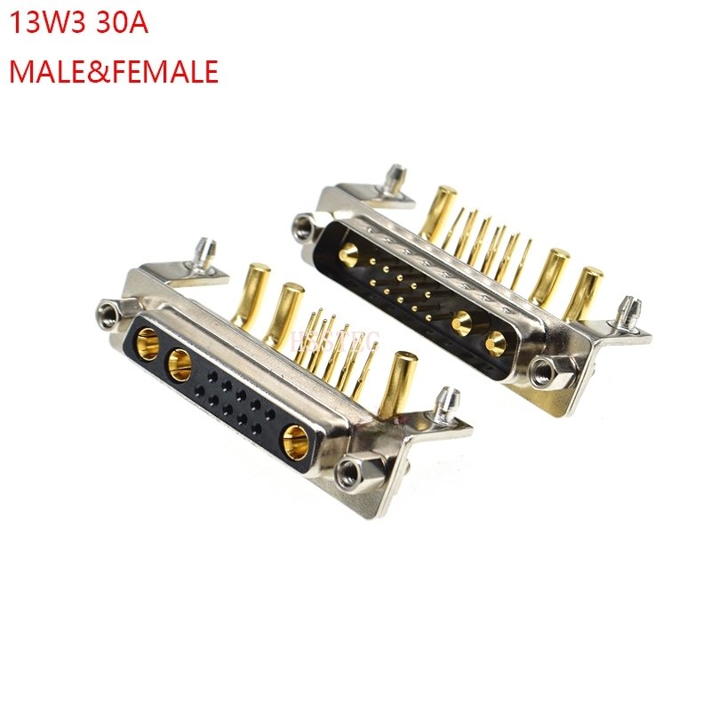 13W3 30A MALE FEMALE high current CONNECTOR right angle D-SUB adapter PCB solder type 10+3 plug jack high power 13 Position