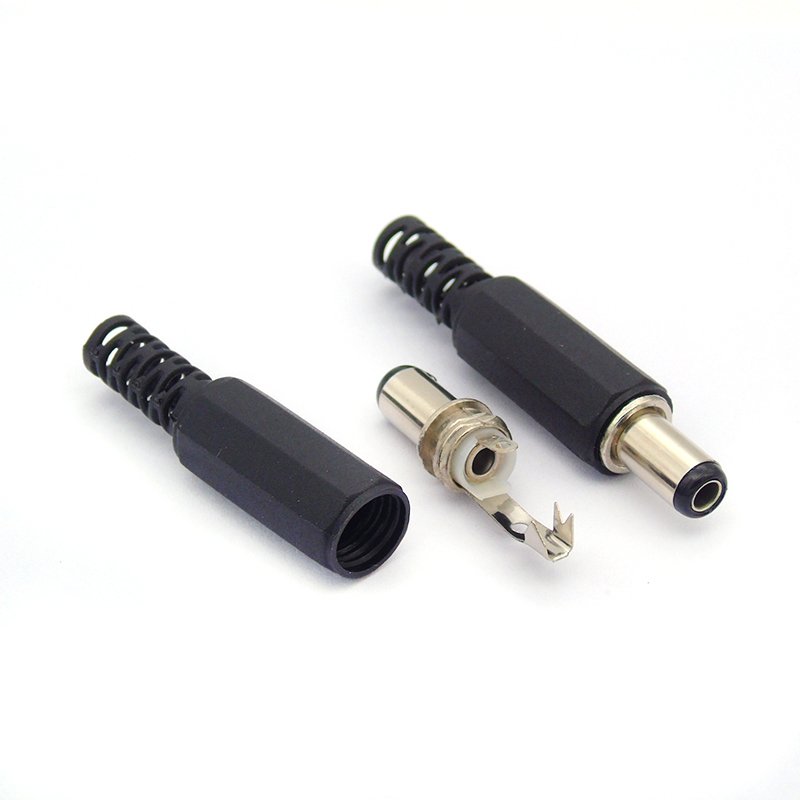 DC Power Plug 5.5x2.1mm 5.5x2.5mm Connector Male Welded Wire Plastic Housing Plug Length 9mm