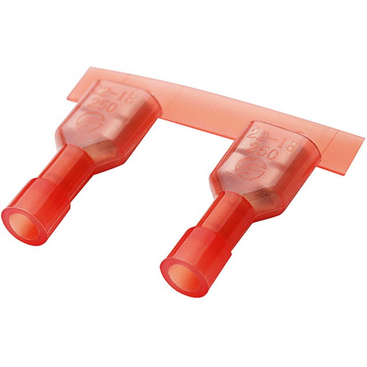 FDFN 2-110(8) Yellow red Blue Nylon Fully Insulated Double Wire Crimp Female Spade Quick Connectors Wiring Spade 16-14 AWG UL