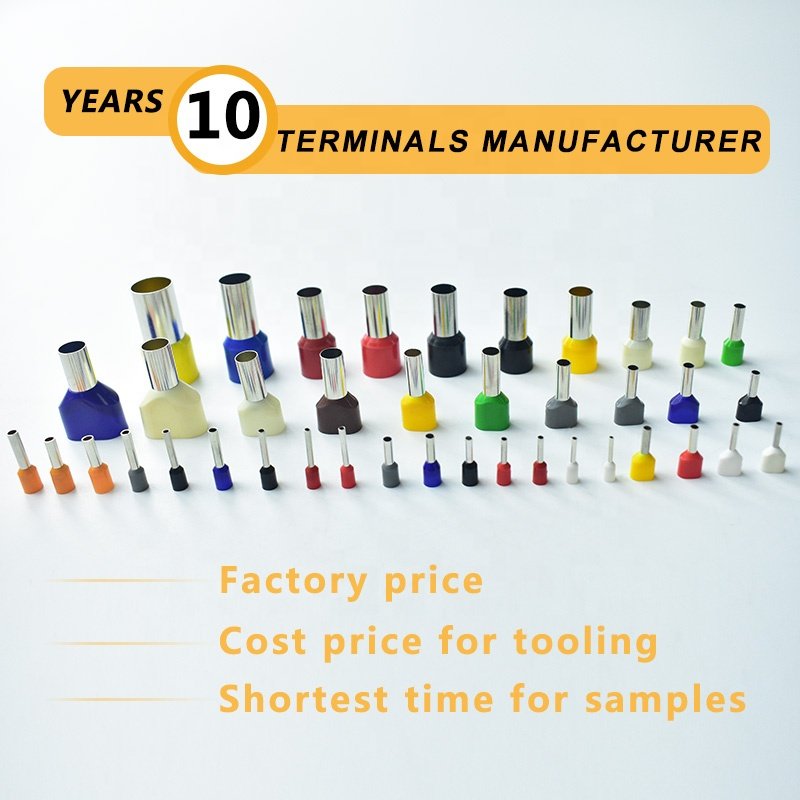 QWT PVC Vinyl Tin Insulated Cord End Lugs Sizes PTV Series Electrical Crimp Pin Wire Terminals Connector