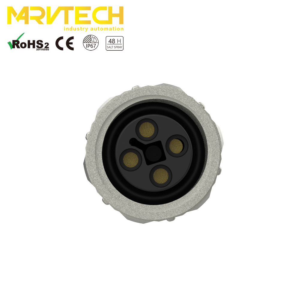Marvtech factory direct shield T code overmould M12 electric cable connector for power supply female IP67 4Pin lvds