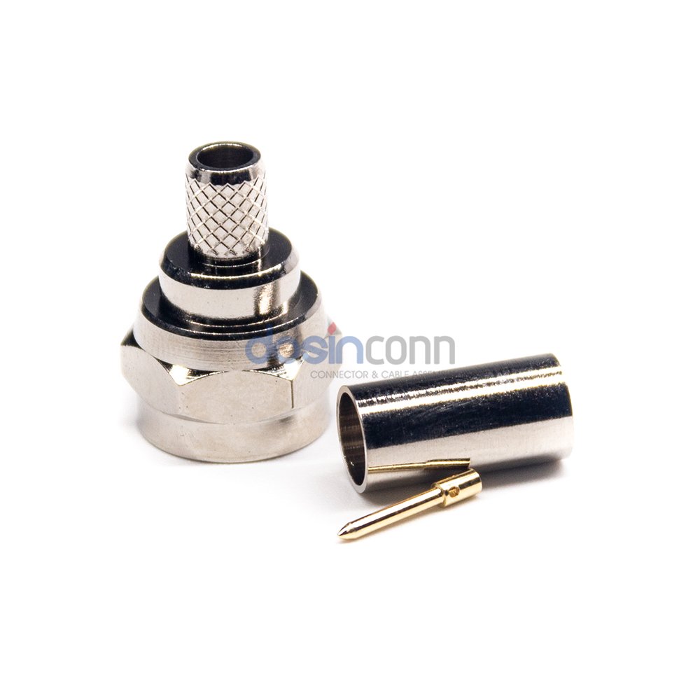 F Connector Male Type Crimp RG58 RG6 RG59 RG-6/U RG-59/U for Terrestrial, Satellite and Cable TV