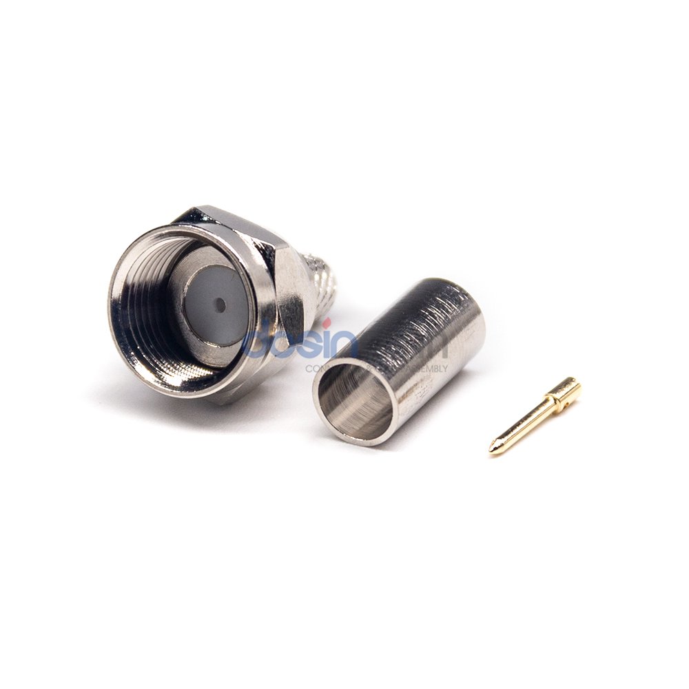 F Connector Male Type Crimp RG58 RG6 RG59 RG-6/U RG-59/U for Terrestrial, Satellite and Cable TV