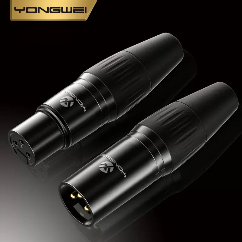 YONGWEI 3Pin Gold-plated XLR Male/Female Plug Microphone Connector Zinc alloy Housing Balanced Speaker, power amplifier, mixer