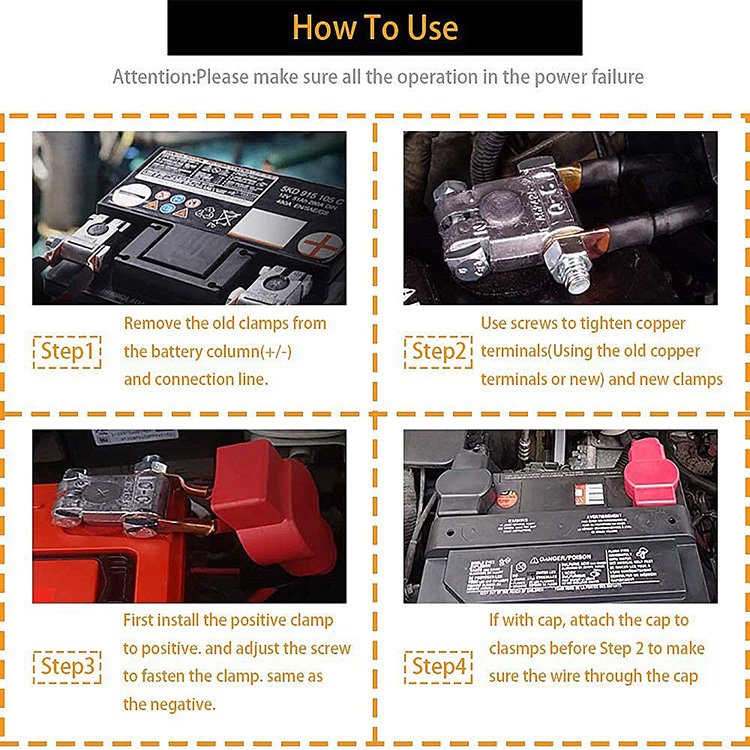 Battery Kit Standard Top Post Terminal Connector Wiring Zinc Terminal Protective Cover