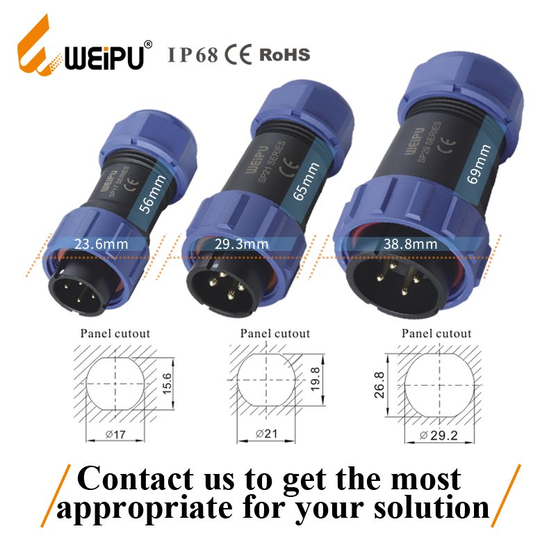 WEIPU IP67 IP68 Waterproof Circular Female Male M25 2 3 4 5 8 12 17 Pin Cable industrial connector