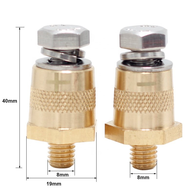 M8 8mm Car Battery Terminal Connectors Post Thread Durable Brass Battery Charging Poles Extender Adapter Power Connections
