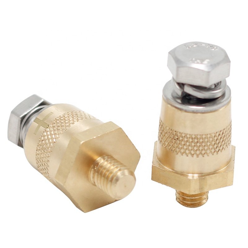 M8 8mm Car Battery Terminal Connectors Post Thread Durable Brass Battery Charging Poles Extender Adapter Power Connections