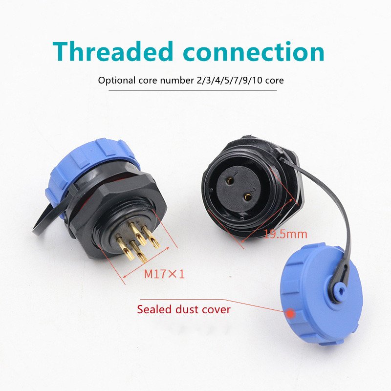Industrial Electrical Plastic IP68 SP17 Plug Sockets 2/3/4/5/7/9/10 Pin Marine Waterproof Connector for Power Connection