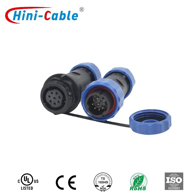 SD13/SD16 Multi-Pin Power Aviation Plug Socket Custom Length IP68 Connectors DIN Type Plastic Material for LED Irrigation Series