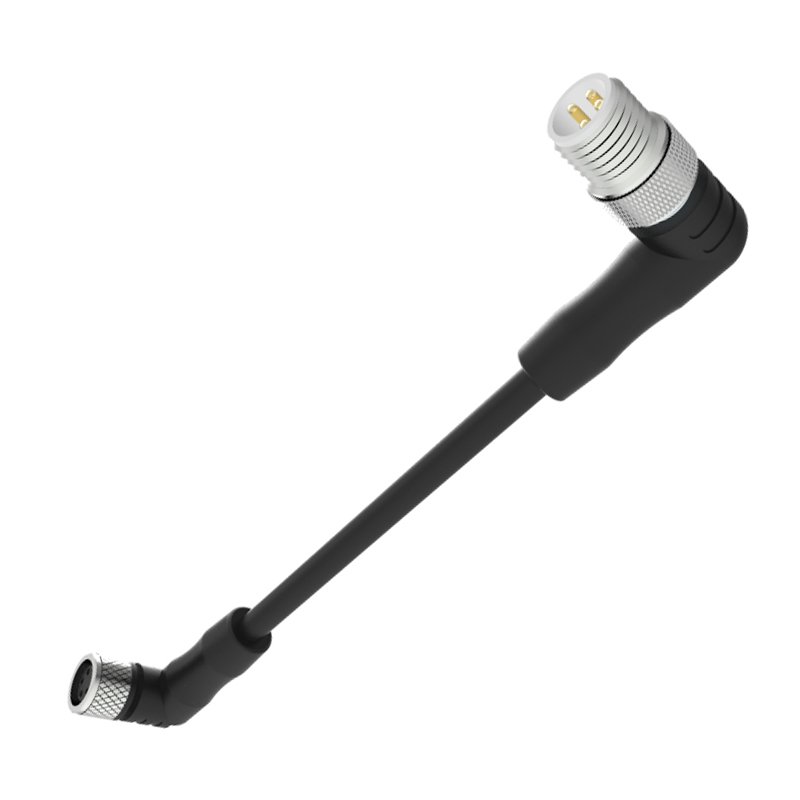 Molded M8 Connector 3pin Male 90 Degree Assembly Type Screw Crimp Shielded/unshielded Pvc/pur Cable 1m/2m/5m