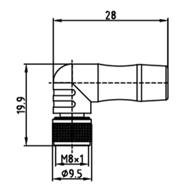 Molded M8 Connector 3pin Male 90 Degree Assembly Type Screw Crimp Shielded/unshielded Pvc/pur Cable 1m/2m/5m