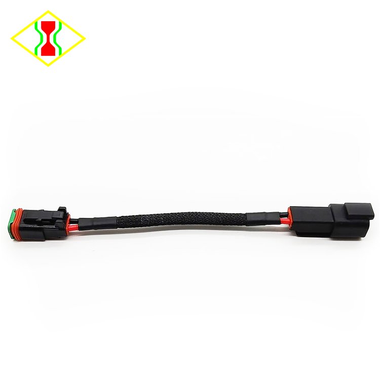 DT04-2P Black Male to DT06-2S Female Connector Cable With Braided Sleeve Tube Waterproof