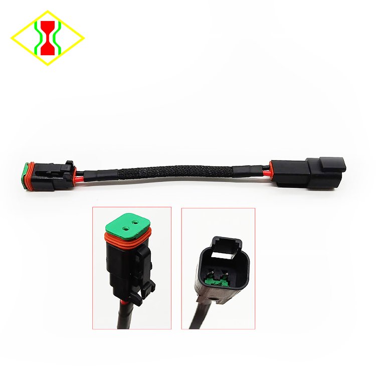 DT04-2P Black Male to DT06-2S Female Connector Cable With Braided Sleeve Tube Waterproof