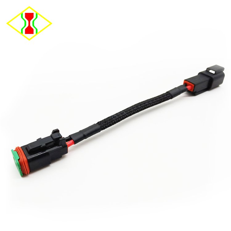 DT04-2P Black Male to DT06-2S Female Connector Cable With Braided Sleeve Tube Waterproof