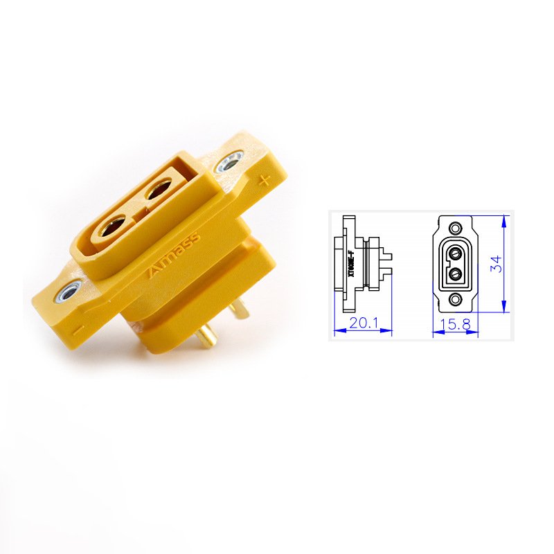 Amass XT60H-M XT60NE-F Panel Mount Plug Adapter | RC XT60 XT60NE Battery Power Connector With Free Screw