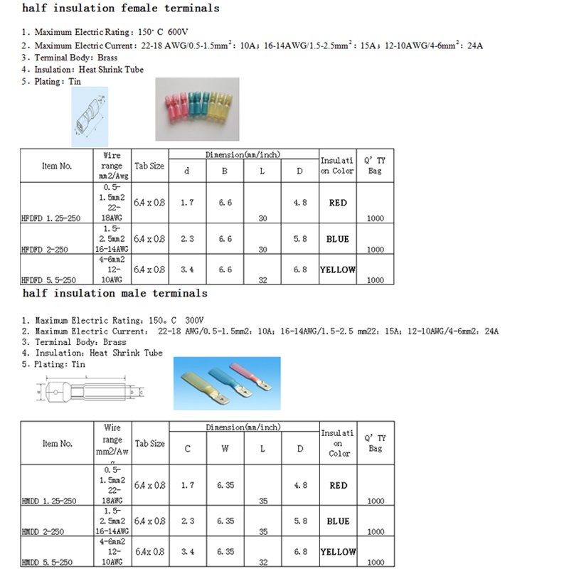 220PCS PE double splice tube butt shrinkable terminal insulated crimp heat shrink wire connector kit