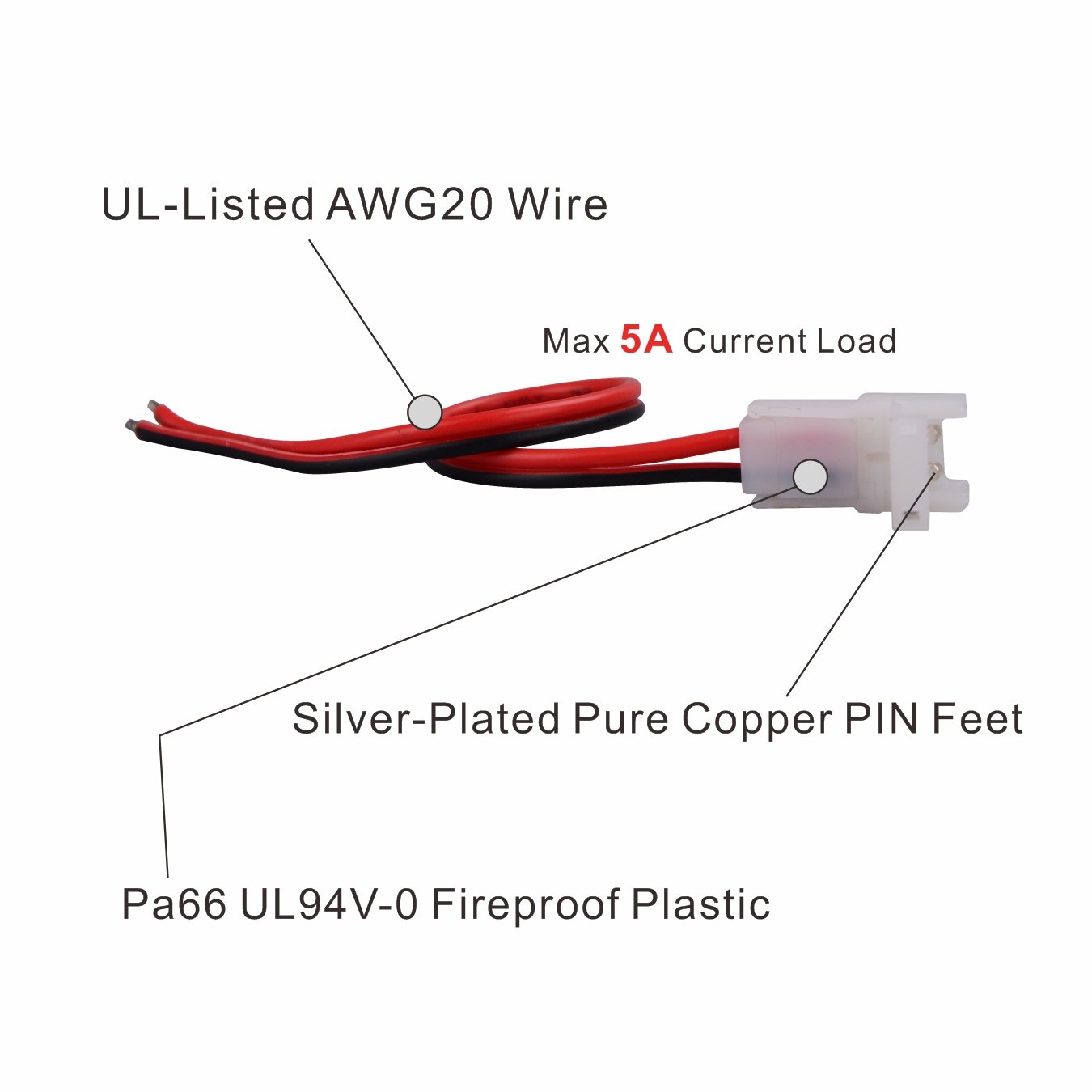 8mm wide connector 2 pin wire connector terminal 2pin 90 degree led strip power injector connector