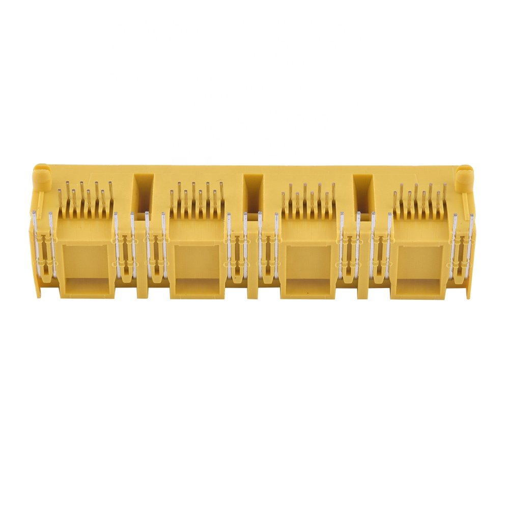 Rj45 Connector 1*4 Port All Plastic Yellow With Leds
