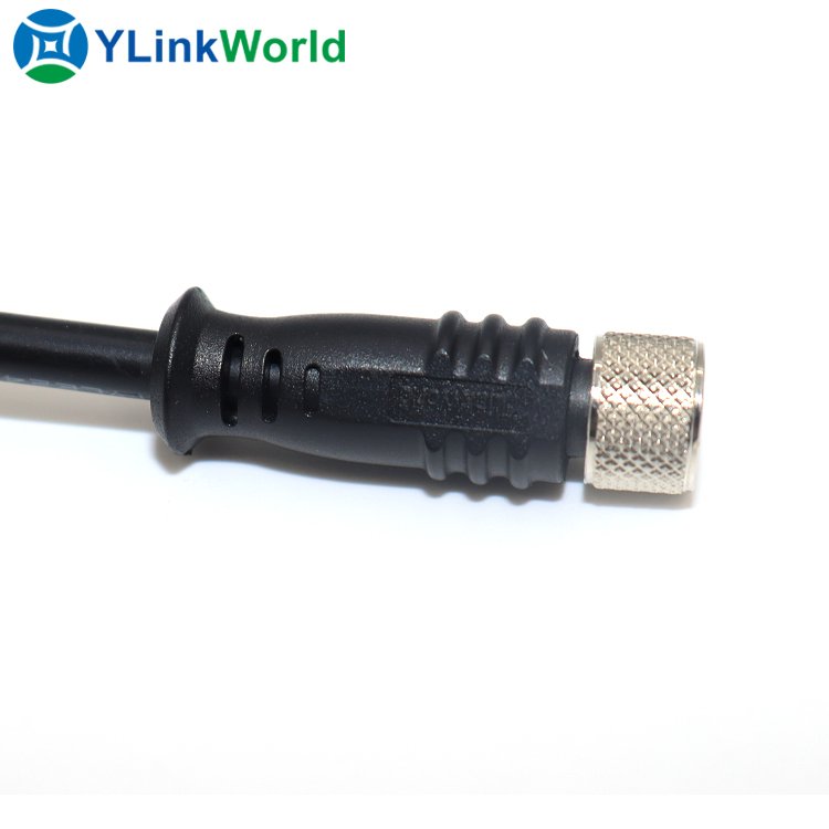 A code M8 4pin molded with shield female plug connector with cable for E-bike