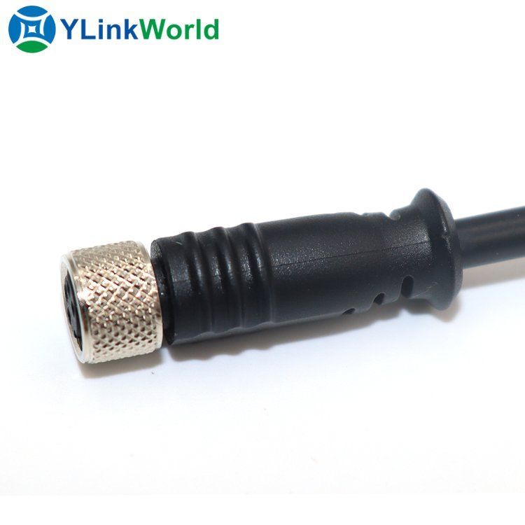 A code M8 4pin molded with shield female plug connector with cable for E-bike