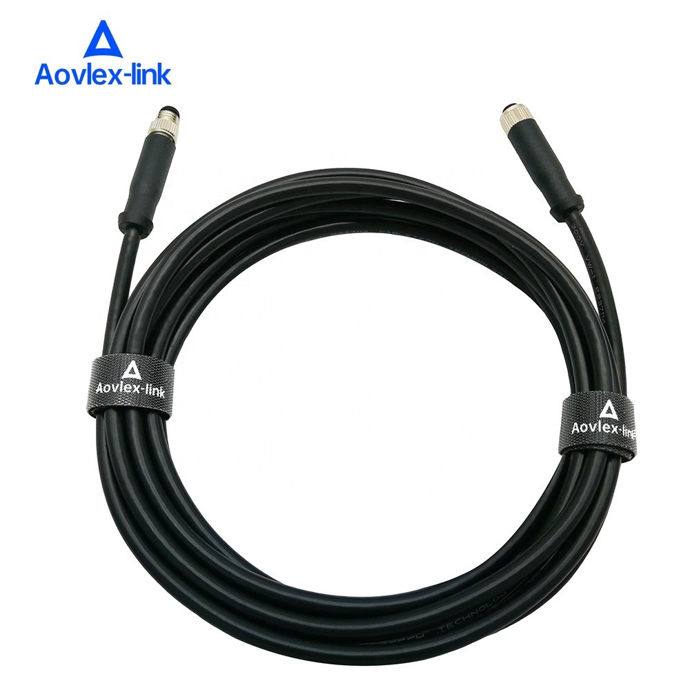 M8 Plastic connector 4Pin male female customized molded cable circular connector IP67 waterproof M8 cable