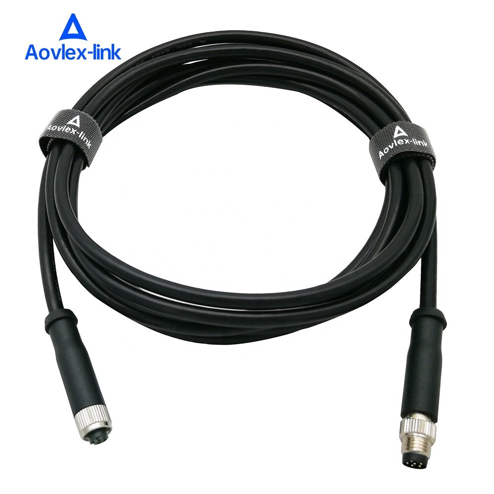 M8 Plastic connector 4Pin male female customized molded cable circular connector IP67 waterproof M8 cable