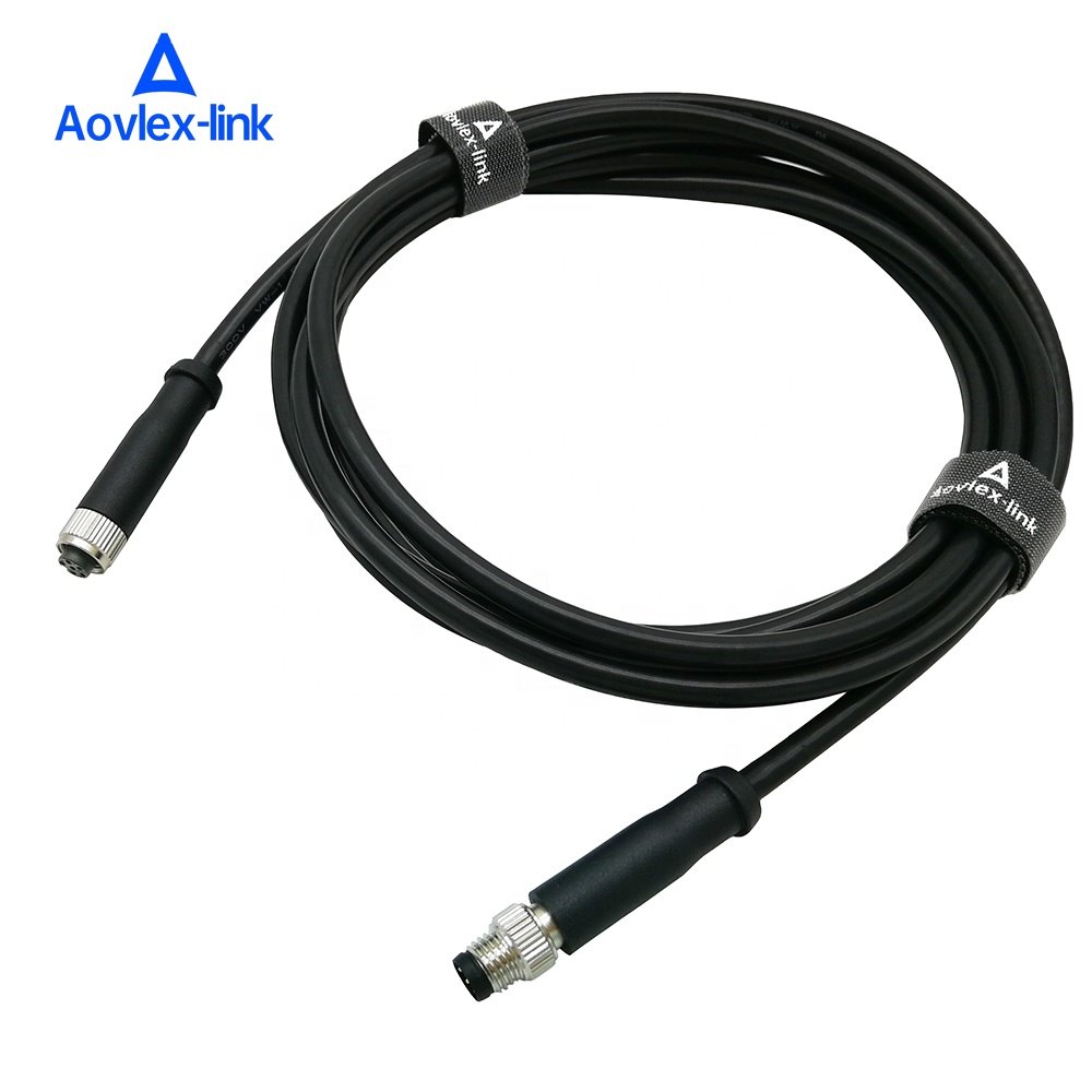 M8 Plastic connector 4Pin male female customized molded cable circular connector IP67 waterproof M8 cable