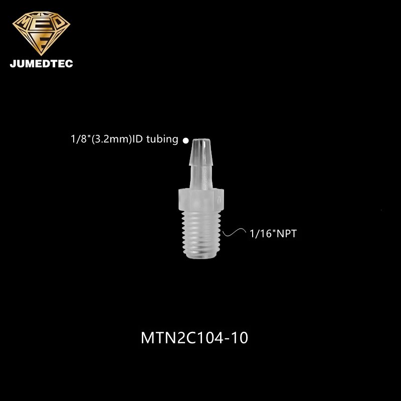 JU 1/16"/1/8"NPT /1/4"NPT Male Plastic Connector Natural Polypropylene Connector PP Body Barb To Thread Injection Fitting