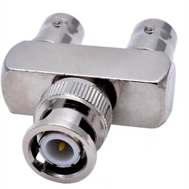 Factory wholesale all-copper BNC connector T-type male connector BNC distributor 1 in 2 out for cctv monitoring accessories