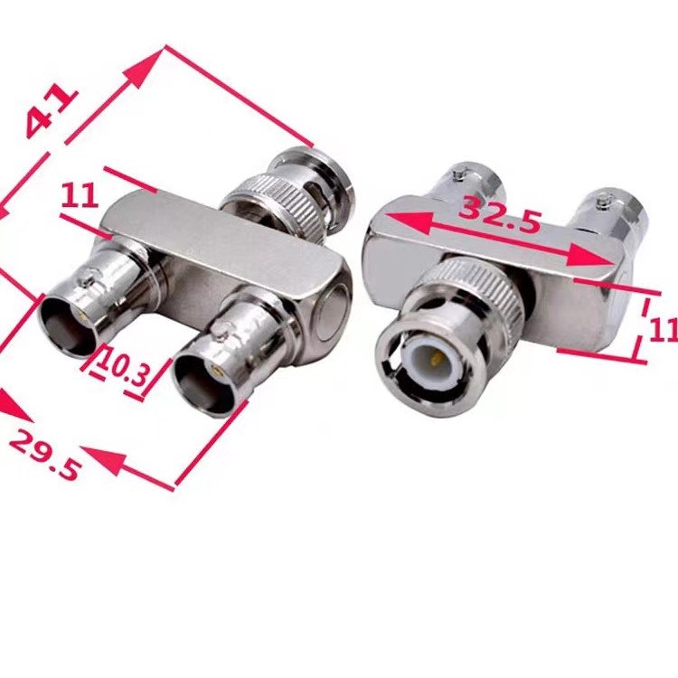 Factory wholesale all-copper BNC connector T-type male connector BNC distributor 1 in 2 out for cctv monitoring accessories