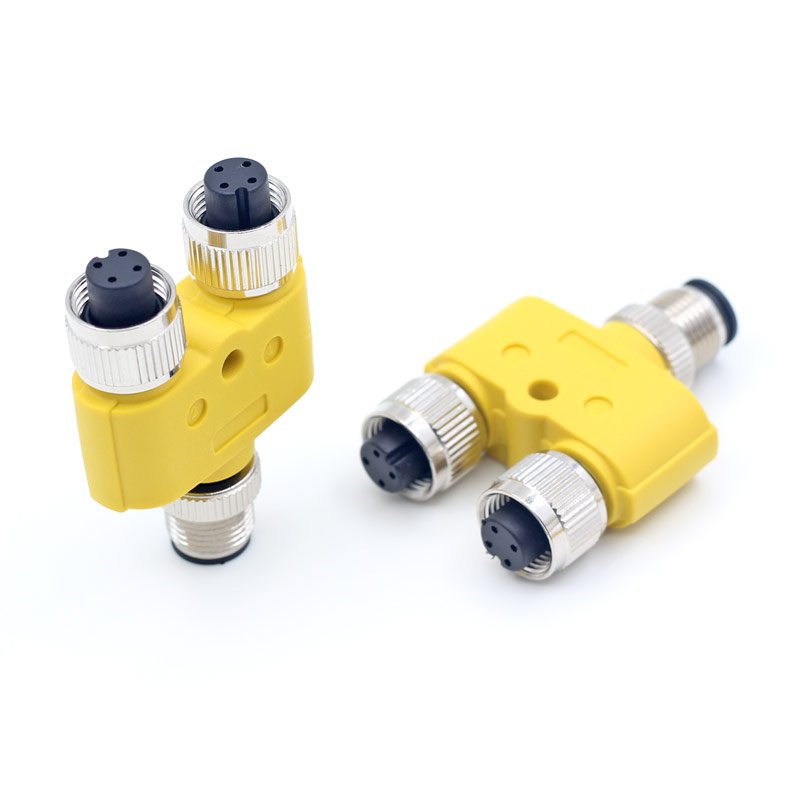 M12 Y type adapter male to 2 female splitter connector