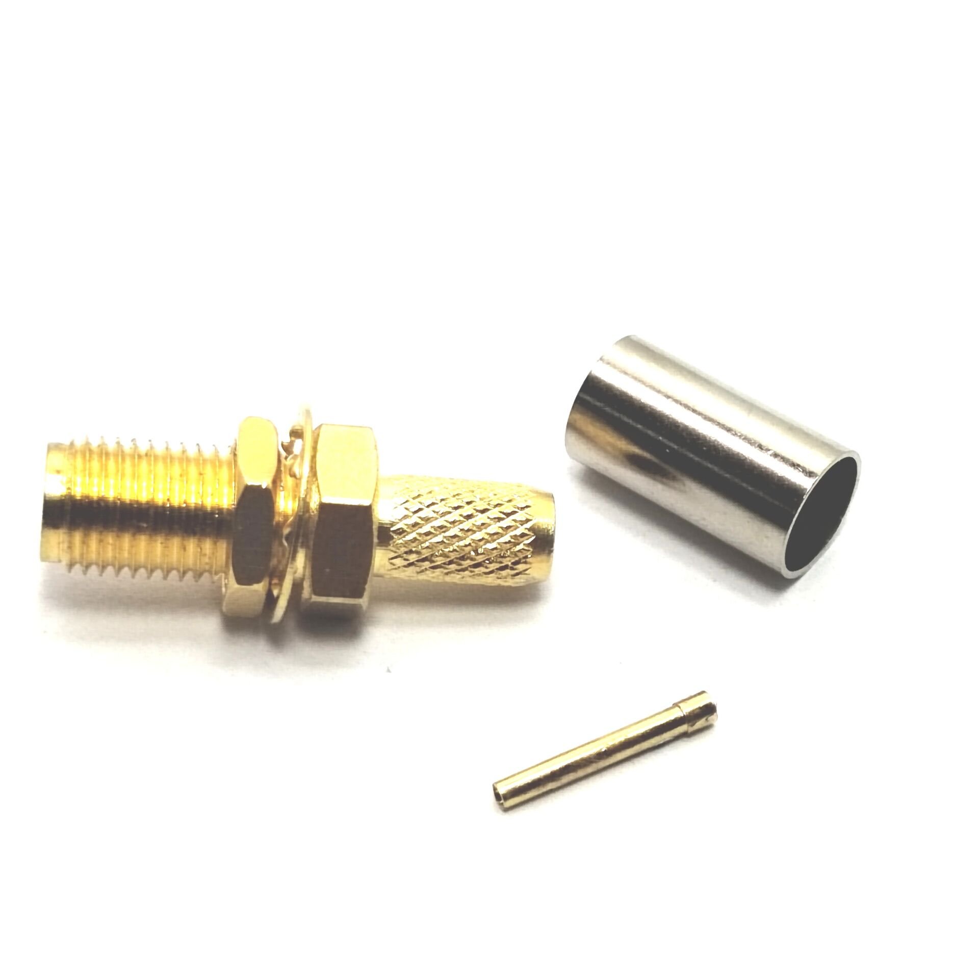 Factory supply SMA Gold plated sma female jack copper bulkhead lmr200 cable rf coaxial connector Converter connecteur