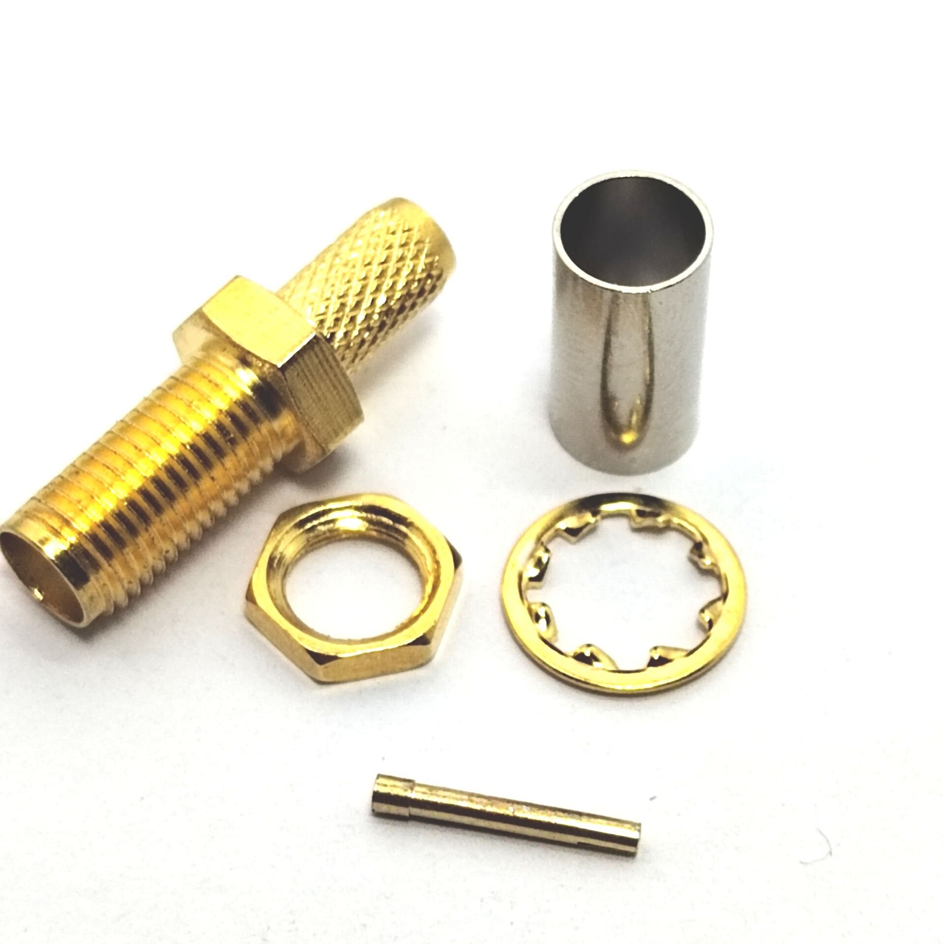 Factory supply SMA Gold plated sma female jack copper bulkhead lmr200 cable rf coaxial connector Converter connecteur