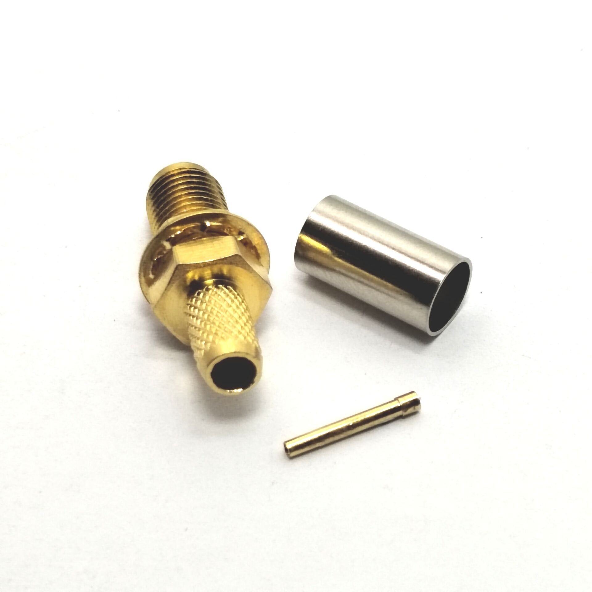 Factory supply SMA Gold plated sma female jack copper bulkhead lmr200 cable rf coaxial connector Converter connecteur