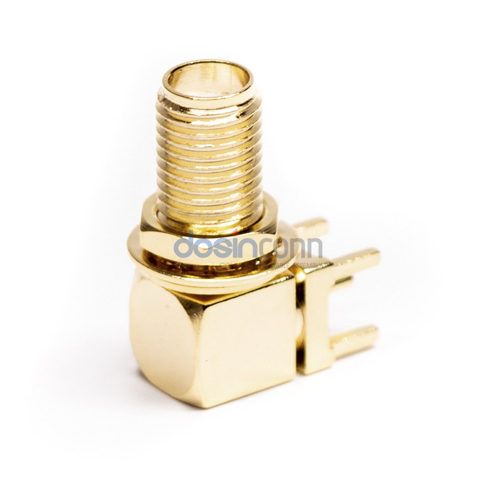 0-6Ghz Gold Plated SMA Female Bulkhead Panel Mount Right Angle Solder PCB Mount SMA RF Connector Adapter