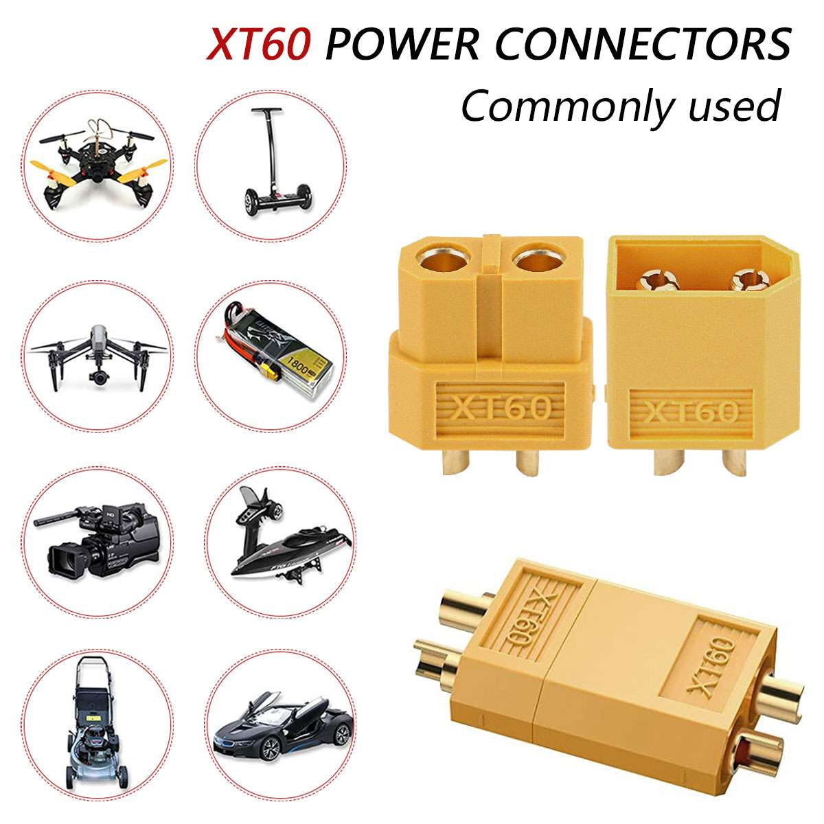 XT-60 Male Female Bullet Connectors Gold Plated XT60 Plug Wireless Battery Connector Plugs For RC Lipo Battery RC Quadcopter
