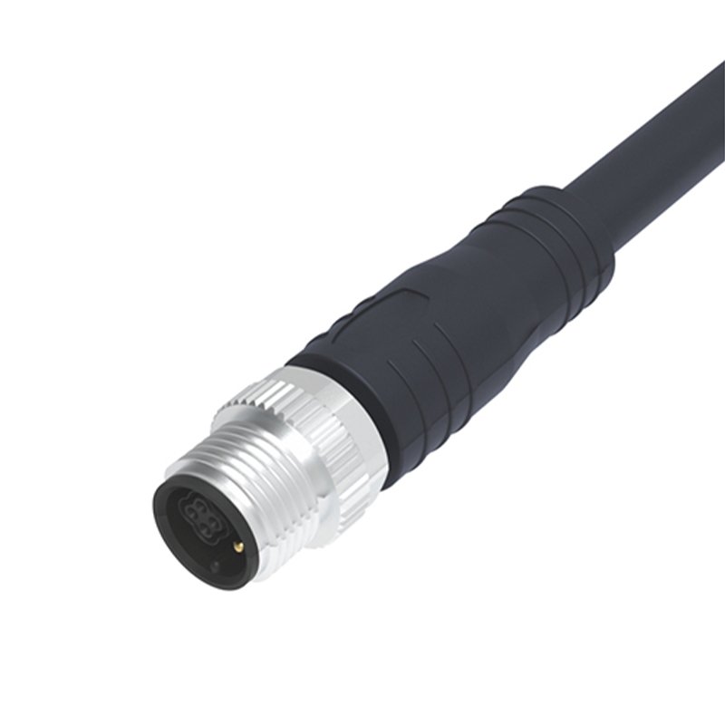 CE Approved Waterproof L Coding Molded Cable male 5 Pin Power Straight M12 Connector