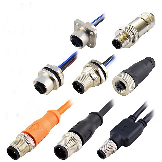 CE Approved Waterproof L Coding Molded Cable male 5 Pin Power Straight M12 Connector