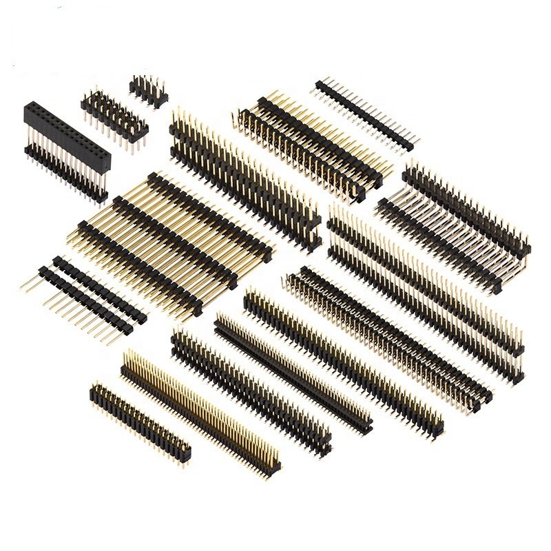 Pin header 1.0/1.27/2.0/2.54mm copper gold plated single and double row straight bent patch pin row connector