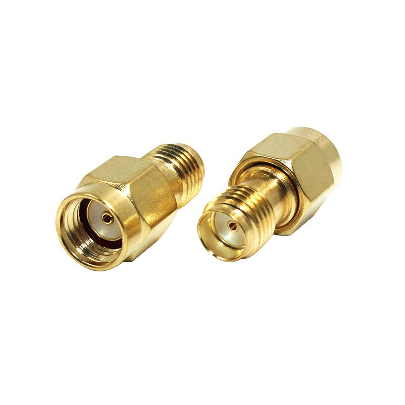 Golden antenna plug SMA female To RP SMA female adapter Straight SMA hole to hole connector