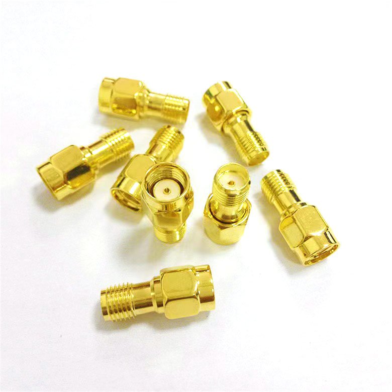Golden antenna plug SMA female To RP SMA female adapter Straight SMA hole to hole connector