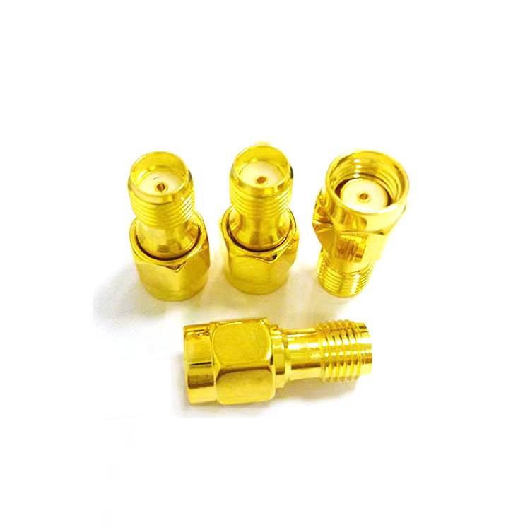 Golden antenna plug SMA female To RP SMA female adapter Straight SMA hole to hole connector