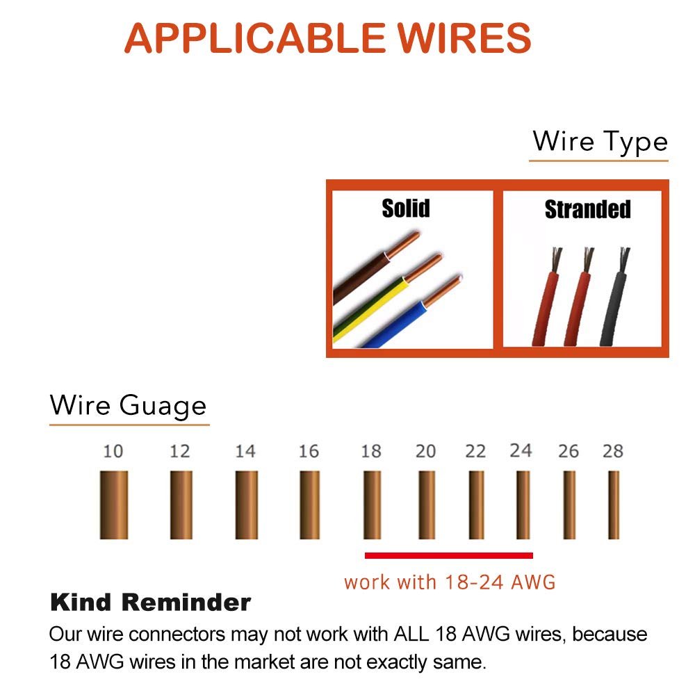 T Tap Wire Connectors Low Voltage T Type 2 Pin 3 Way Wire Connector wire terminal block Fits 20-24 AWG