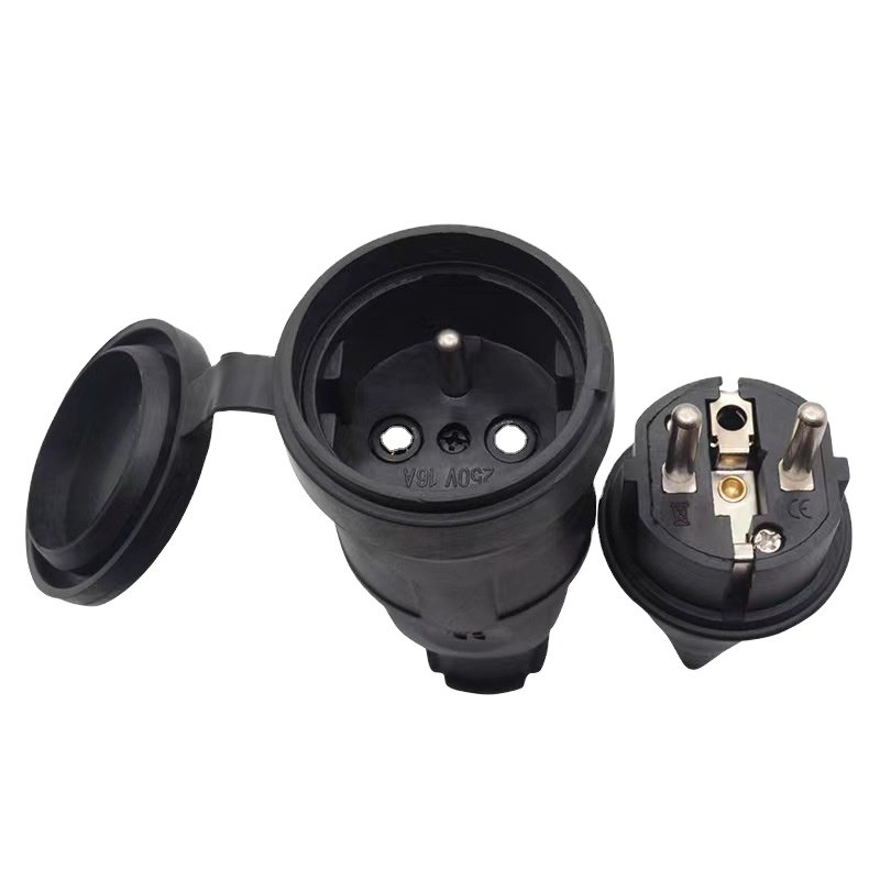 Rubber IP44 French waterproof socket outlet France connectors plugs French plugs