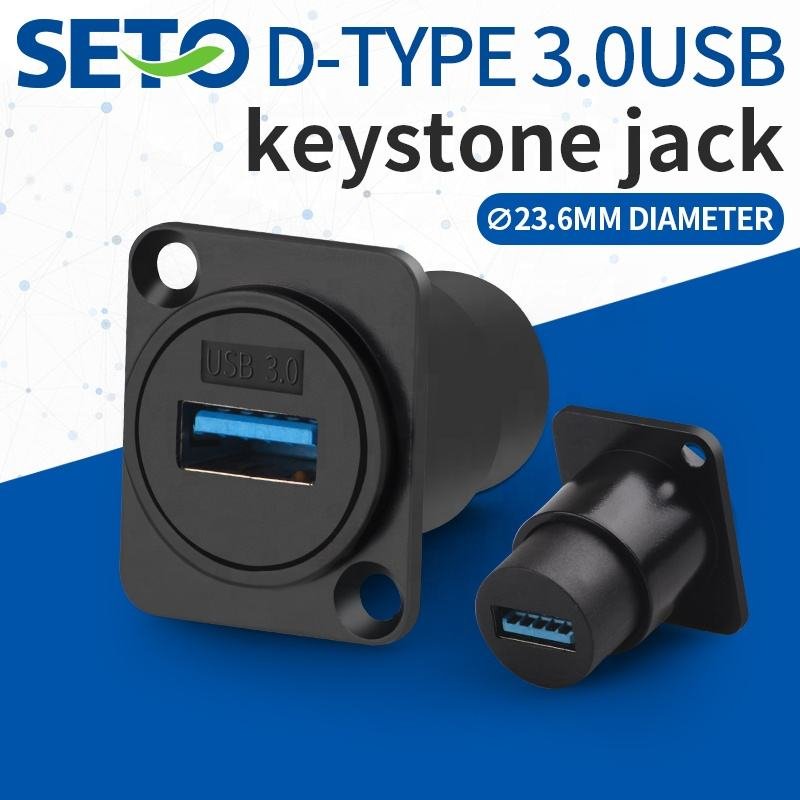 Usb3.0 D Type Adapter Keystone Jack Wall Panel Mount Connector