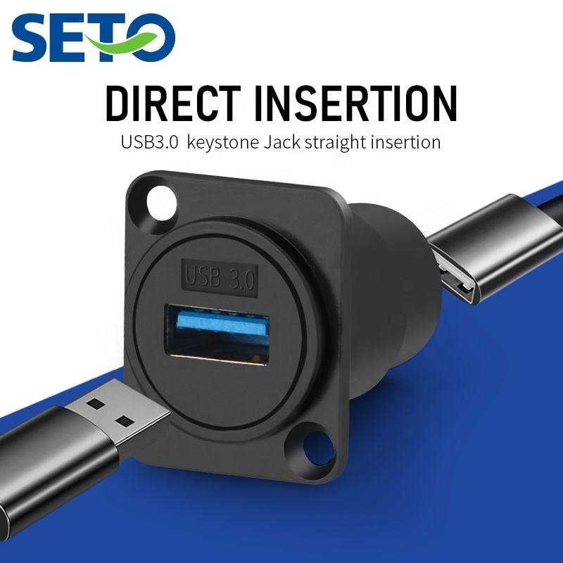 Usb3.0 D Type Adapter Keystone Jack Wall Panel Mount Connector