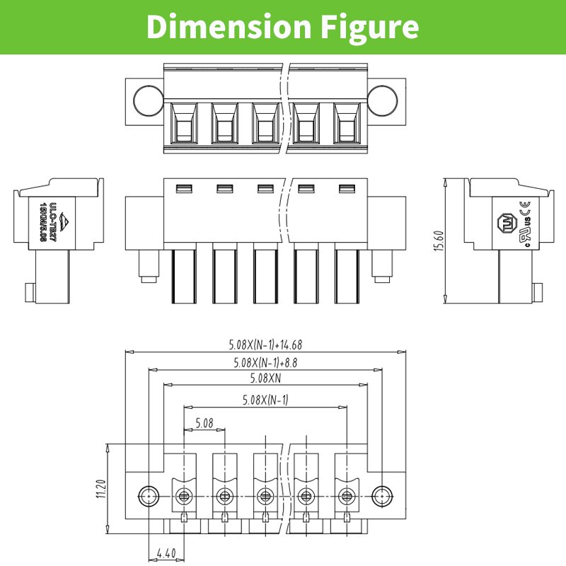 pluggable terminal blocks electrical connectors with flange screw socket 5.08mm pitch 15EDGKM