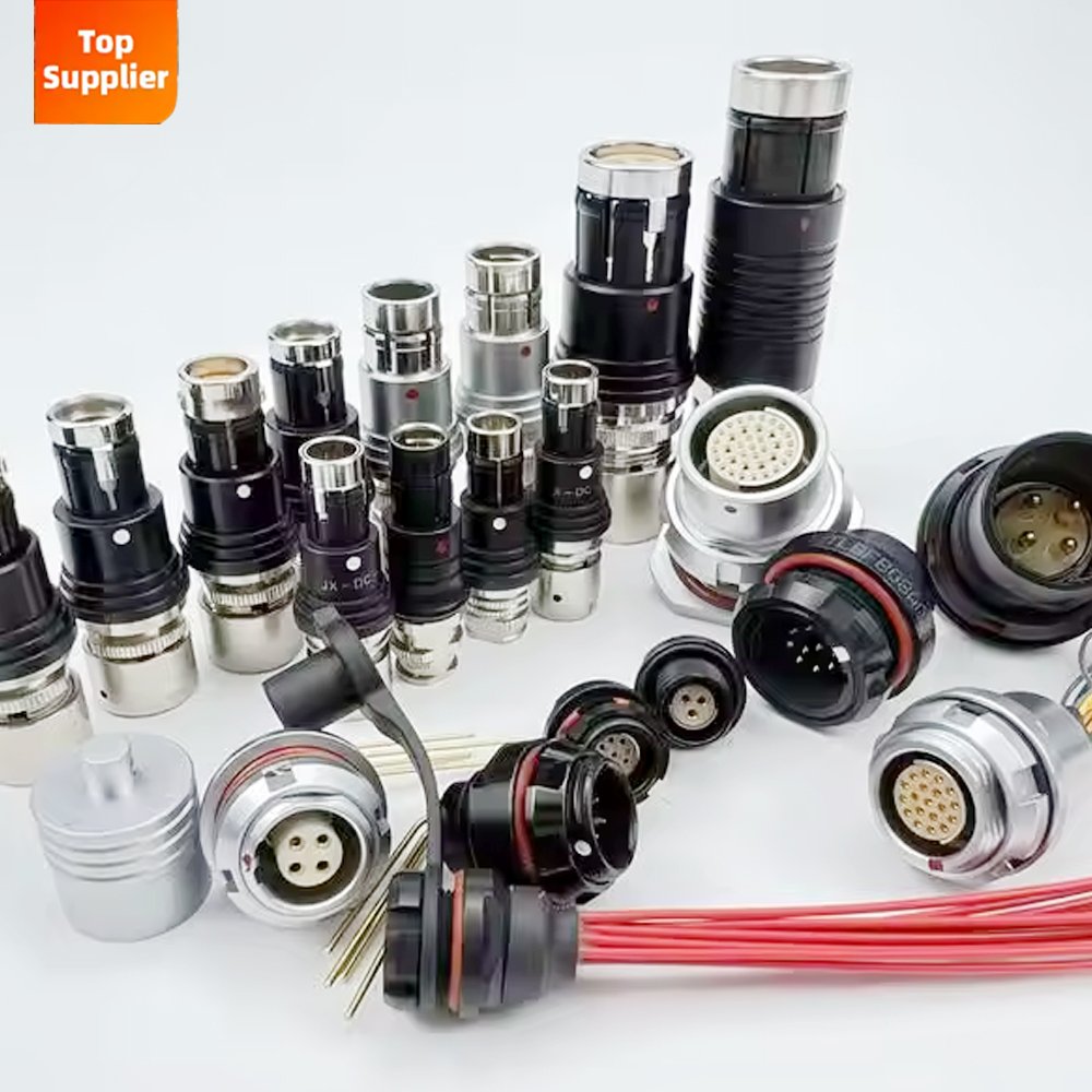 Customized brass plated gold needle connectors for power and data transmission in China, circular connectors for wires