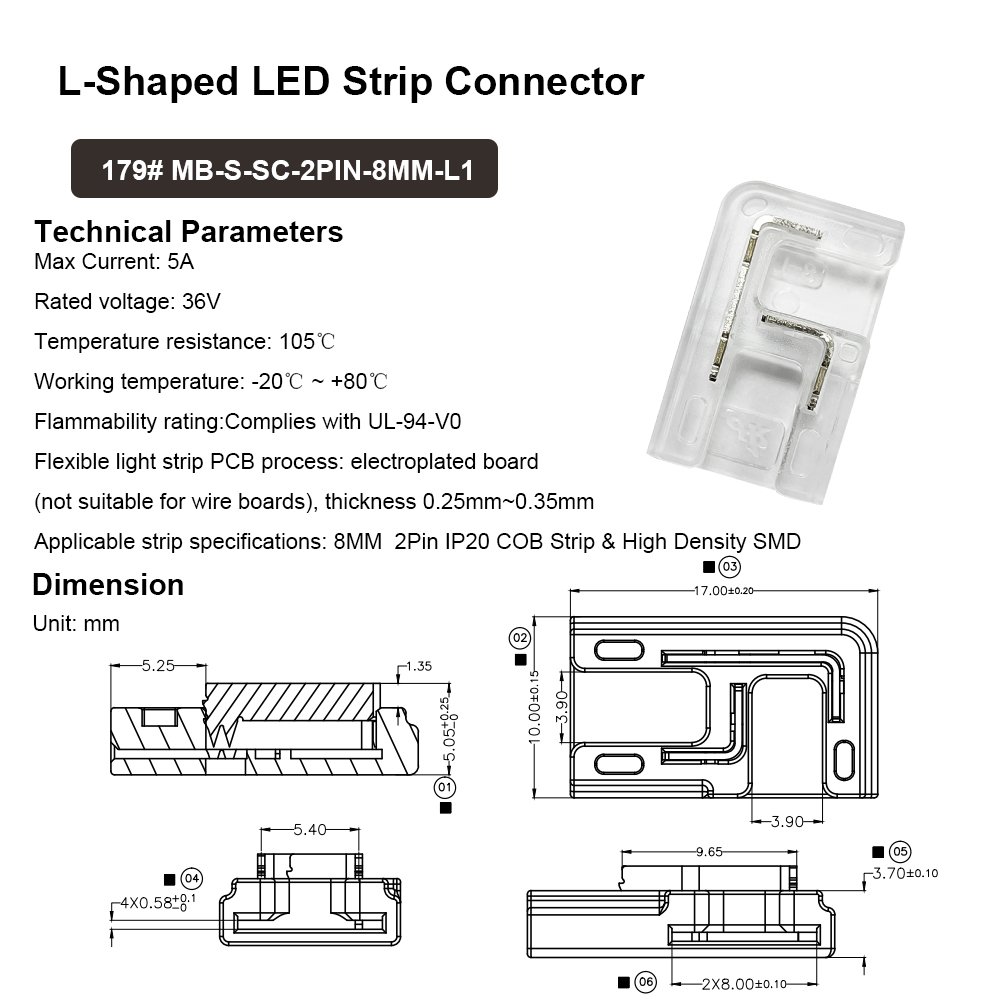 12V 24V 5A Wire to Strip Straight shape L-Shape Corner SMD COB Quick LED Strip Connectors for 8MM 2pin SMD COB Strip Lighting